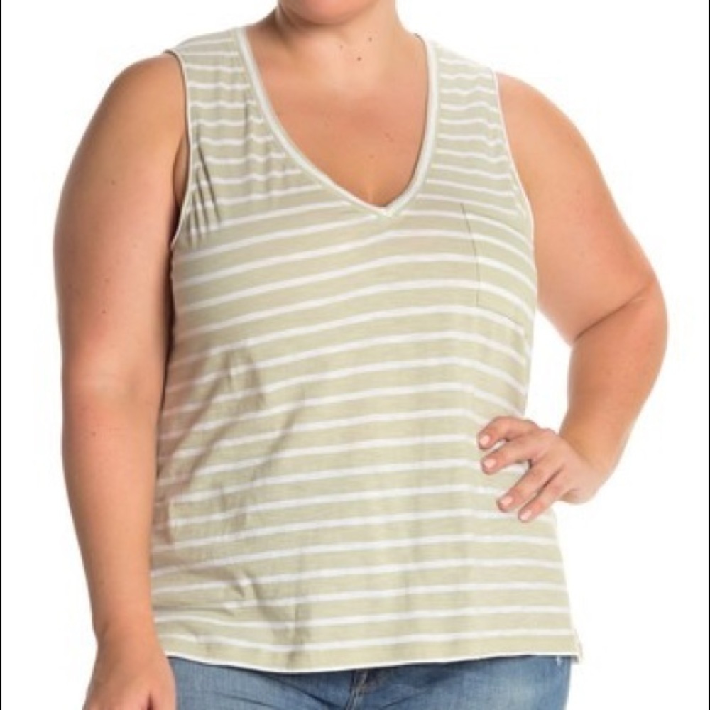 Madewell Whisper Cotton Stripe V-Neck Tank Top